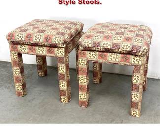 Lot 533 Pair Fully Upholstered Parsons Style Stools. 