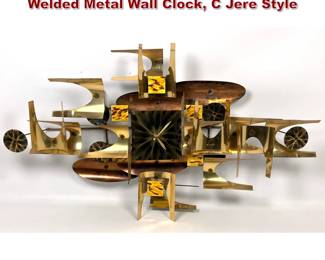 Lot 121 Vintage Mid Century Brutalist Welded Metal Wall Clock, C Jere Style