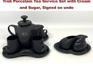 Lot 47 70s Peter Saenger Modernist Star Trek Porcelain Tea Service Set with Cream and Sugar, Signed on unde