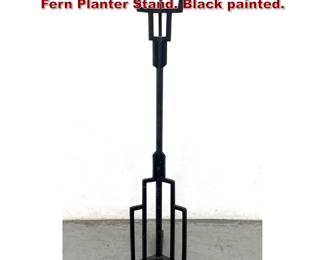 Lot 104 Vintage Art Deco Forged Iron Floor Fern Planter Stand. Black painted. 