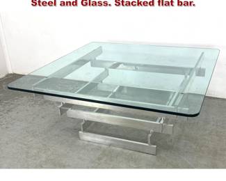 Lot 139 Paul Mayen Attributed Coffee Table. Steel and Glass. Stacked flat bar. 