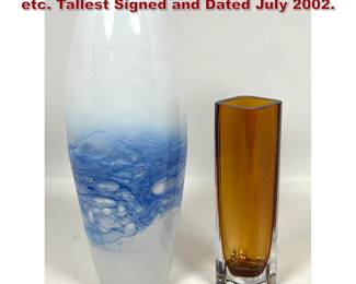 Lot 51 2pcs Art Glass Vases. Cased glass etc. Tallest Signed and Dated July 2002.