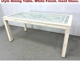 Lot 529 Palm Beach Regency or Chinoiserie style Dining Table. White Finish. Inset Glass. 