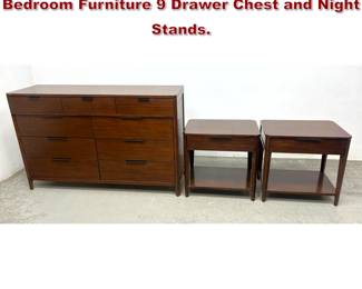 Lot 552 3pcs Harden Contemporary Bedroom Furniture 9 Drawer Chest and Night Stands. 