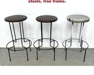 Lot 300 Set 3 Vintage Richard Tuttle bar stools. Iron frame. 