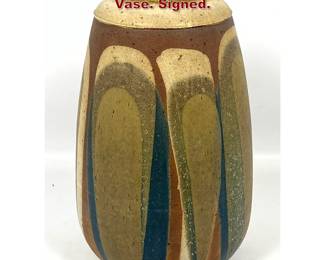 Lot 56 Large Peter Ellery Art Pottery Vase. Signed.