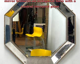 Lot 313 Large Hollywood Regency style wall mirror features an octagonal form with a central mirrored plate