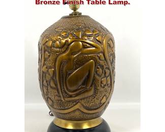 Lot 190 Vintage Art Deco style Pottery Bronze Finish Table Lamp. 