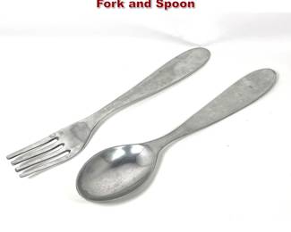 Lot 178 Large Scale Oversized Wall Hanging Fork and Spoon
