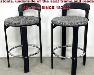 Lot 295 Pair Bruno Rey for Dietiker bar stools. underside of the seat frame and reads Dietiker SINCE 1873 O