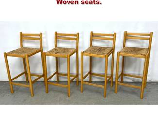 Lot 388 Set 4 Counter Bar stools with Backs. Woven seats. 