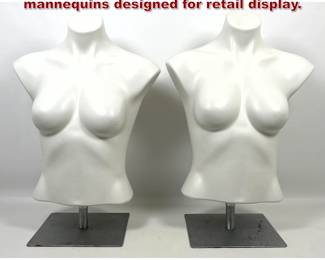 Lot 401 Pair Tabletop female torso mannequins designed for retail display.