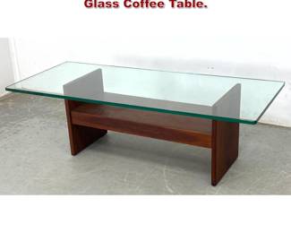 Lot 328 Mid Century Modern Walnut and Glass Coffee Table. 