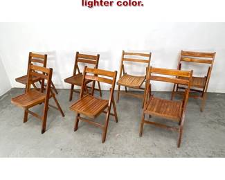 Lot 403 Set 7 Slat Folding Chairs. One lighter color. 