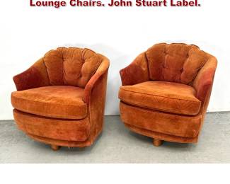 Lot 381 Pair Mid Century Modern Swivel Lounge Chairs. John Stuart Label. 
