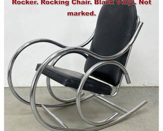 Lot 422 Milo Baughman Chrome Frame Rocker. Rocking Chair. Black Vinyl. Not marked. 