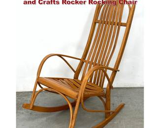 Lot 232 Vintage Oak Wood Adirondack Arts and Crafts Rocker Rocking Chair