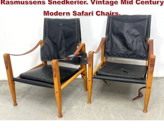 Lot 357 Pair Kaare Klint for Rud. Rasmussens Snedkerier. Vintage Mid Century Modern Safari Chairs. 
