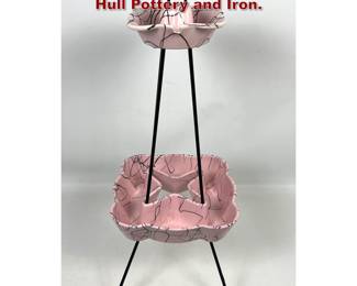Lot 367 50s Modern Garden Ashtray Stand. Hull Pottery and Iron. 