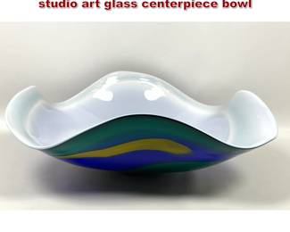 Lot 100 Stephen Nelson Large handblown studio art glass centerpiece bowl