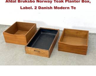 Lot 431 3pcs Wooden Trays Planter. Torbjorn Afdal Bruksbo Norway Teak Planter Box, Label. 2 Danish Modern Te