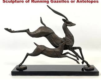 Lot 93 Contemporary Modern Bronze Sculpture of Running Gazelles or Antelopes
