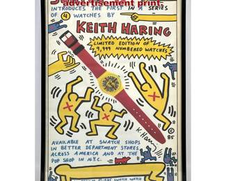 Lot 534 Keith Haring swatch watch advertisement print.