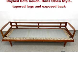 Lot 222 Well Designed Danish Modern Teak Daybed Sofa Couch. Hans Olsen Style. tapered legs and exposed back 