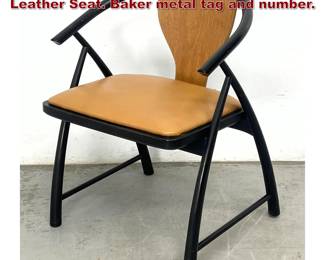 Lot 512 Baker Tommy Parzinger Armchair Leather Seat. Baker metal tag and number.