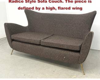 Lot 511 Mid Century Modern Italian Gigi Radice Style Sofa Couch. The piece is defined by a high, flared wing