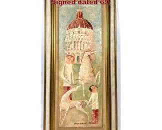 Lot 540 Adorno Bonciani Painting on Board, Signed dated 69. 