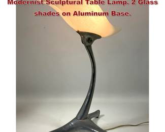 Lot 217 Unusual Vintage Space Age Modernist Sculptural Table Lamp. 2 Glass shades on Aluminum Base. 