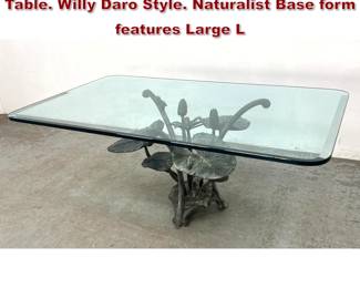 Lot 69 Sculptural Water Lily Bronze Cocktail Table. Willy Daro Style. Naturalist Base form features Large L