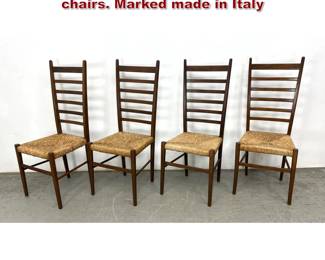 Lot 233 Set 4 Tall Ladder back vintage chairs. Marked made in Italy