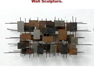 Lot 205 Modernist Jere Style Mixed Metal Wall Sculpture. 
