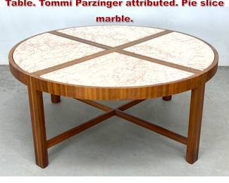 Lot 371 Charak Modern Inset Marble Coffee Table. Tommi Parzinger attributed. Pie slice marble. 