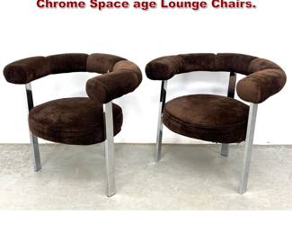 Lot 382 Pair Mid Century Modern Flat Bar Chrome Space age Lounge Chairs.