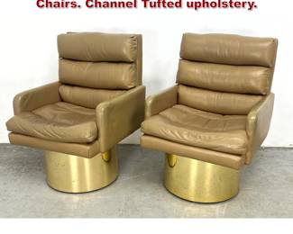 Lot 503 Pair Thayer Coggin Style Drum Base Chairs. Channel Tufted upholstery. 
