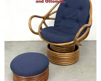 Lot 439 Bentwood Rattan Lounge Chair and Ottoman. 