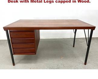 Lot 360 Peter Hvidt Danish Modern Writing Desk with Metal Legs capped in Wood. 
