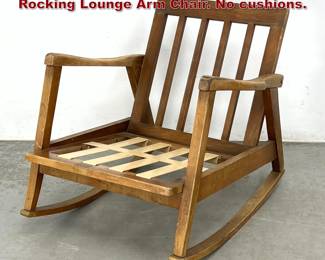 Lot 474 Vintage Danish Modern Wood Rocking Lounge Arm Chair. No cushions. 