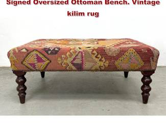 Lot 85 GEORGE SMITH Handmade artist Signed Oversized Ottoman Bench. Vintage kilim rug