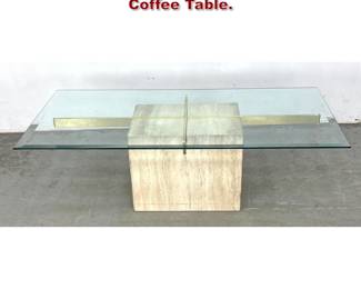 Lot 394 Artedi Travertine and Glass Coffee Table. 