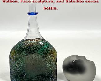 Lot 35 2pcs Kosta Boda Art Glass. Bertil Vallien. Face sculpture, and Satellite series bottle.