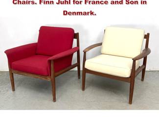 Lot 477 2pcs Mid Century Modern Lounge Chairs. Finn Juhl for France and Son in Denmark. 