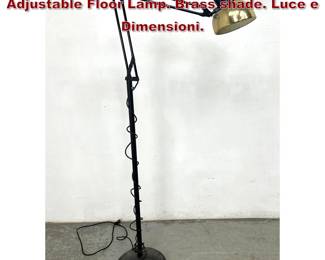 Lot 411 Giotto Italian Industrial style Adjustable Floor Lamp. Brass shade. Luce e Dimensioni.