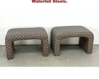 Lot 501 Pair Fully Upholstered Waterfall Stools. 