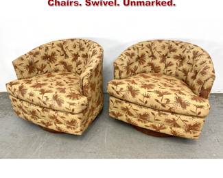 Lot 458 Pair Selig Attributed Barrel Lounge Chairs. Swivel. Unmarked.