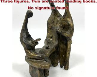 Lot 86 MCM Bronze Figural Group Sculpture. Three figures. Two are seated reading books. No signature found.