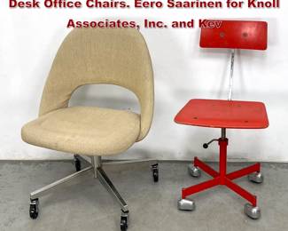 Lot 393 2pcs Vintage Mid Century Modern Desk Office Chairs. Eero Saarinen for Knoll Associates, Inc. and Kev